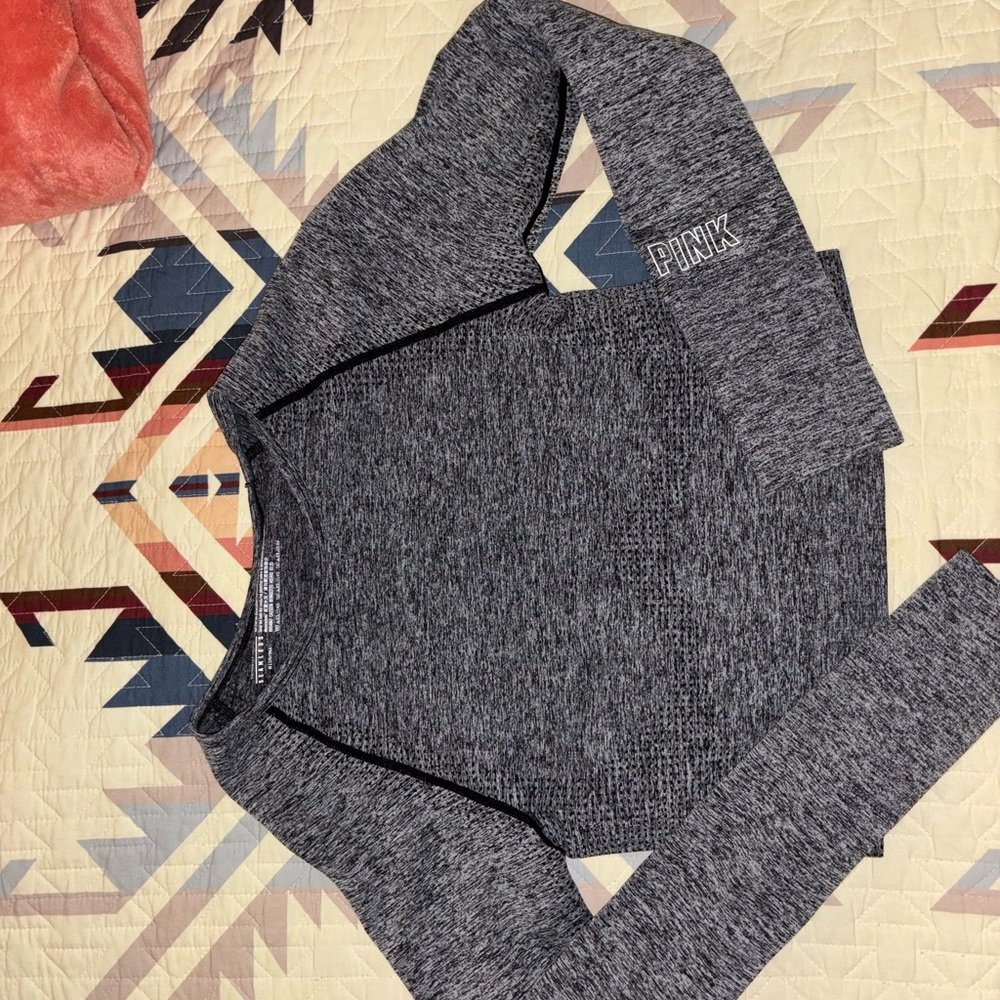 PINK Victoria's Secret Women's Charcoal workout shirt